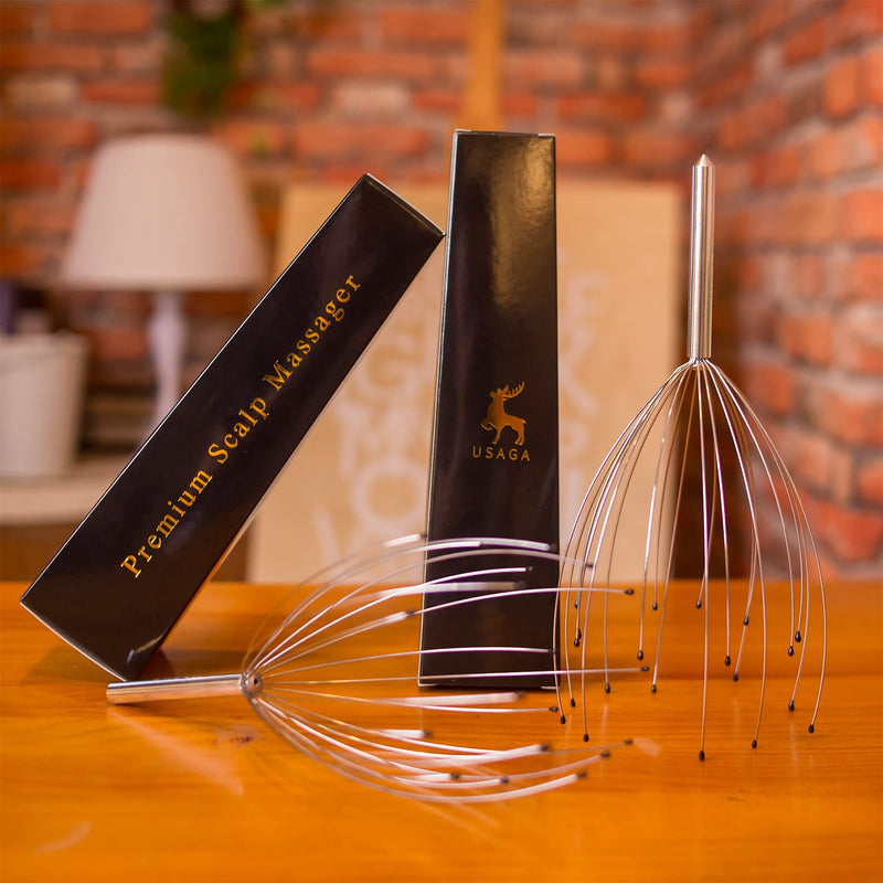 USAGA Head Massager Scalp Scratcher 20 Fingers Head Scratcher for Head Body Relaxing
