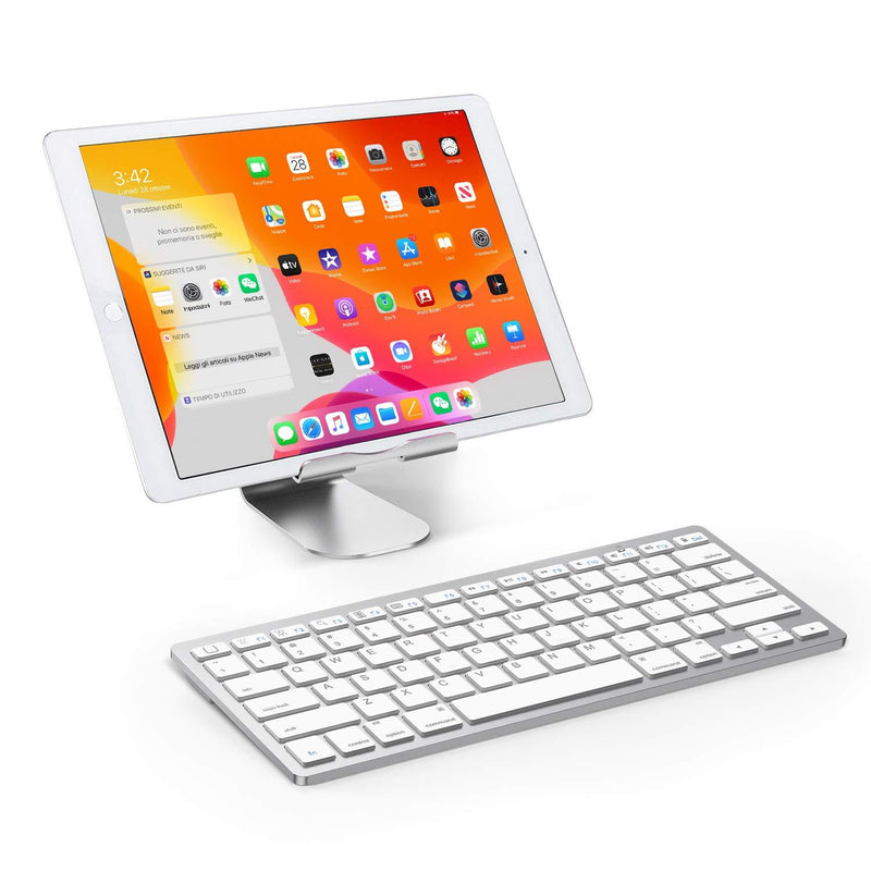 OMOTON Ultra-Slim Bluetooth Keyboard Compatible with iPad 10.2(8th/ 7th Generation)/ 9.7, iPad Air 4th Generation, iPad Pro 11/12.9, iPad Mini, and More Bluetooth Enabled Devices, White