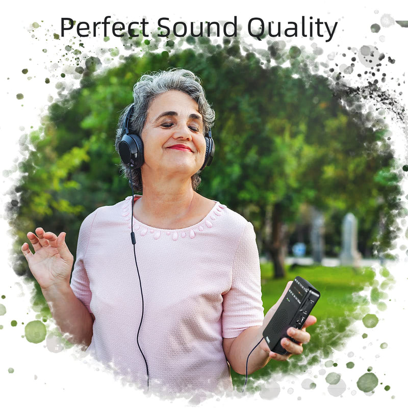 【2022 Newest】 J-166 Pocket Radio Transistor, AM FM Small Radio Portable, Battery Operated Radio with Tuning Light, Back Clip, Excellent Reception for Outdoor & Indoor by PRUNUS