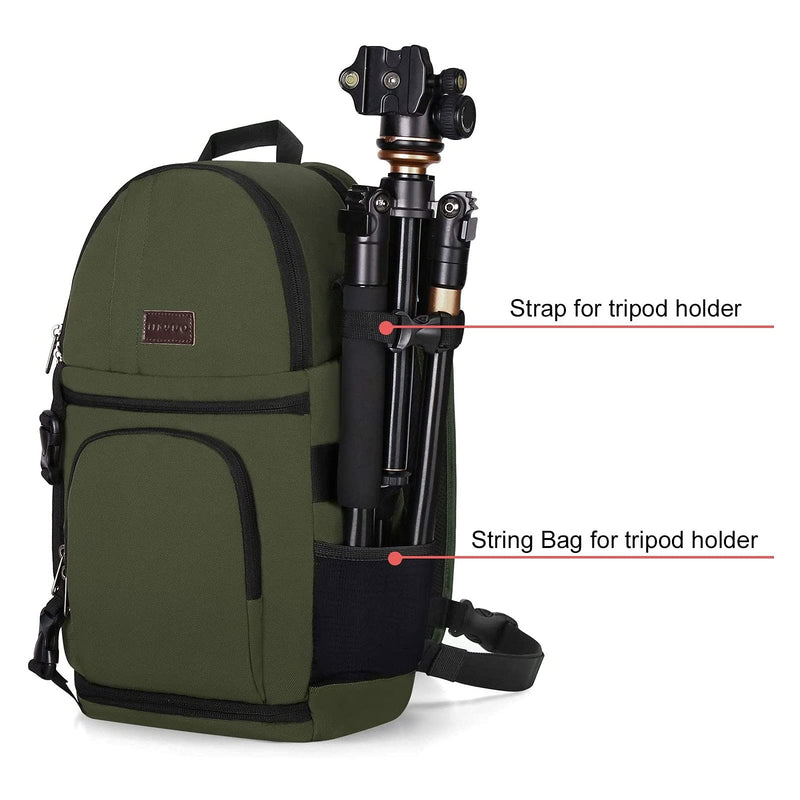 MOSISO Camera Sling Bag, DSLR/SLR/Mirrorless Camera Case Shockproof Photography Camera Backpack with Tripod Holder & Removable Modular Inserts Compatible with Canon/Nikon/Sony/Fuji, Army Green