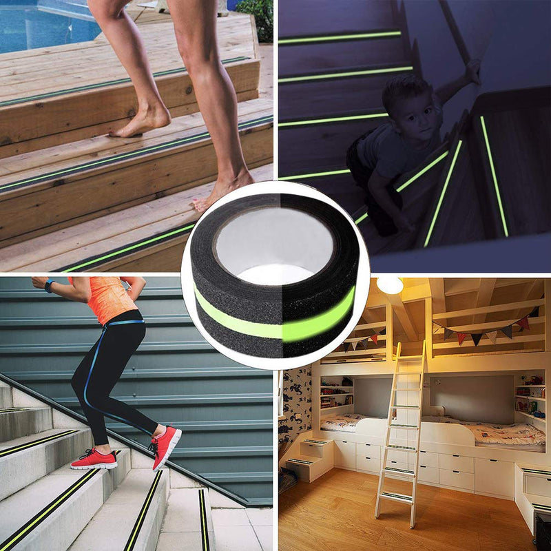 Anti Slip Grip Tape, Non-Slip Traction Tapes with Glow in The Dark Reduce The Risk of Slipping for Indoor or Outdoor Stair Tread Step and Other Slippery Surfaces - Keeps You Safe, 2 Inch x 16.4 Foot