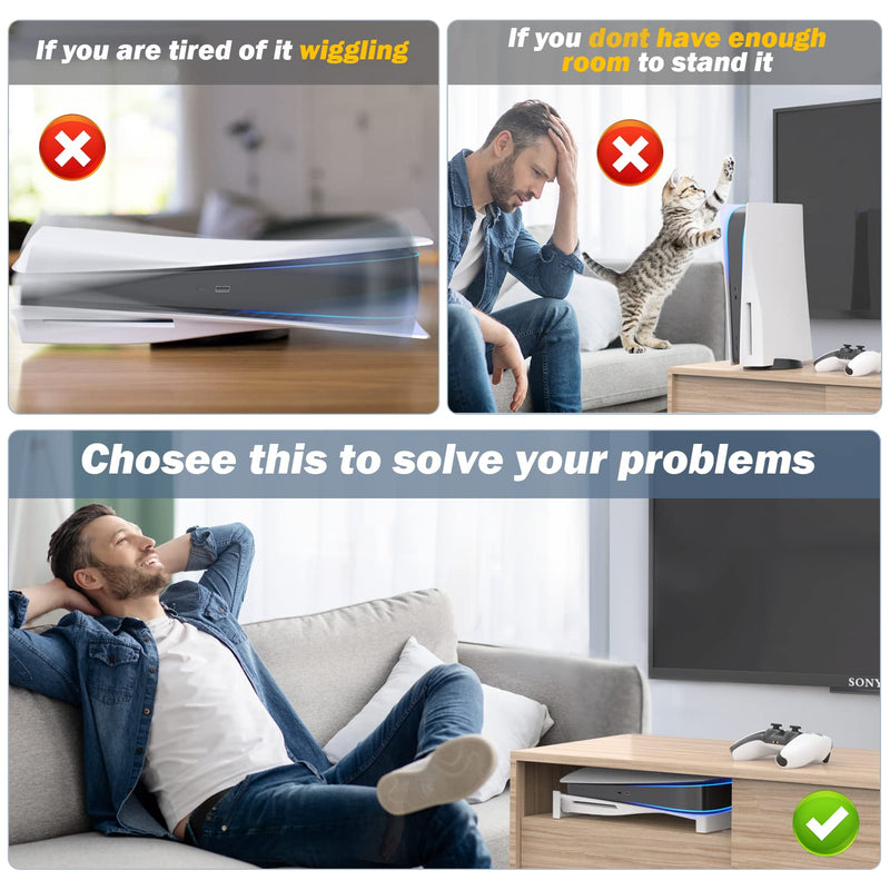 OIVO PS5 Horizontal Stand, PS5 Accessories Base Stand Compatible with Playstation 5 Console Disc & Digital Editions, Upgraded PS5 Desk Stand with Screw Fixing (White) White