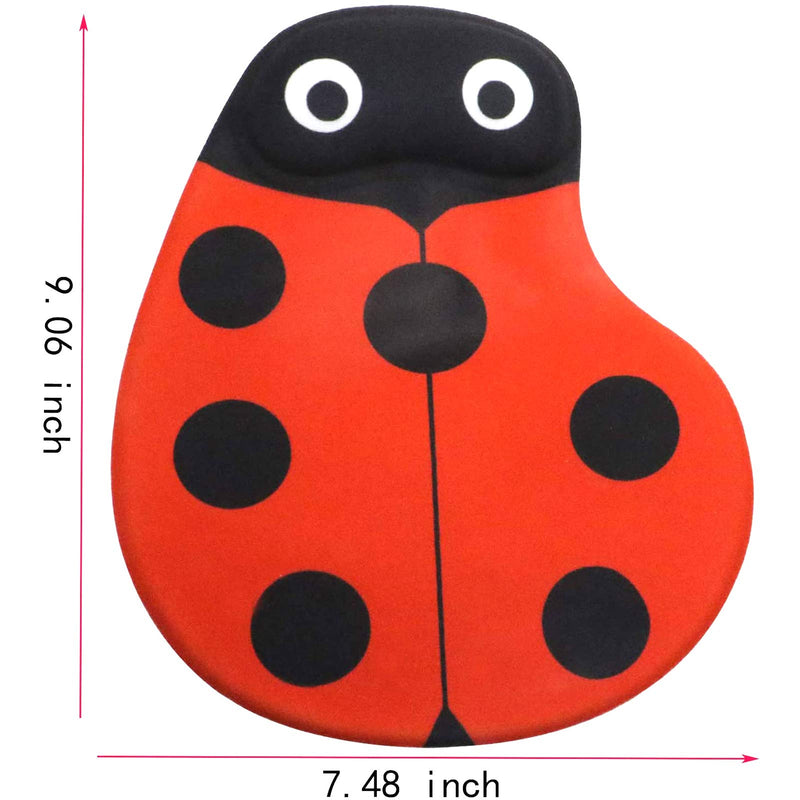 PCTC Mouse Pad, Red Cute Ladybug Comfortable Gel Wrist Support Mouse Pad - Ergonomic Gaming Desktop Mouse Pad Wrist Rest -Gaming Mouse Pad, Non-Slip PU Base for Computer, Laptop, Home, Office&Travel