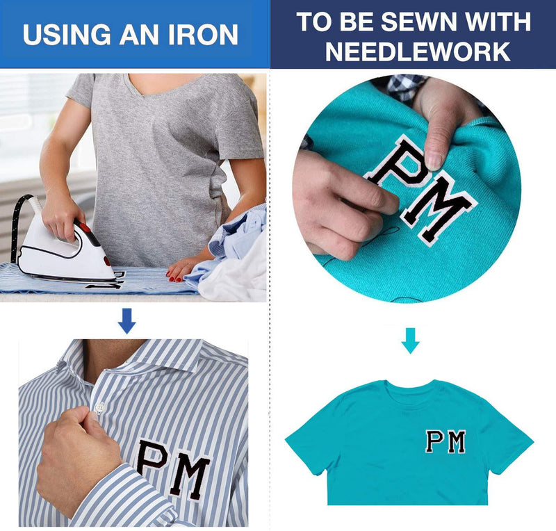 Iron on Letter Patches 52 Pieces,White Letter Patches Alphabet Embroidered Patch A-Z,for Hats Shirts Jeans Bags Black black52