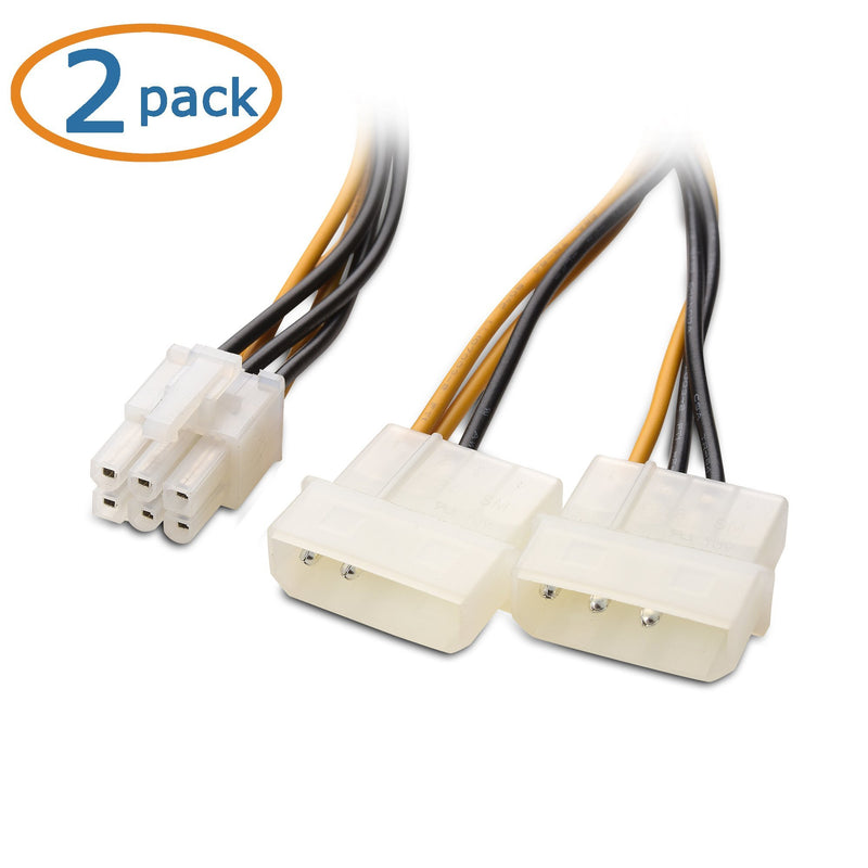 Cable Matters 2-Pack 6 Pin PCIe to Molex Power Cable, 2 Molex to 6 Pin PCIe - 6 Inches