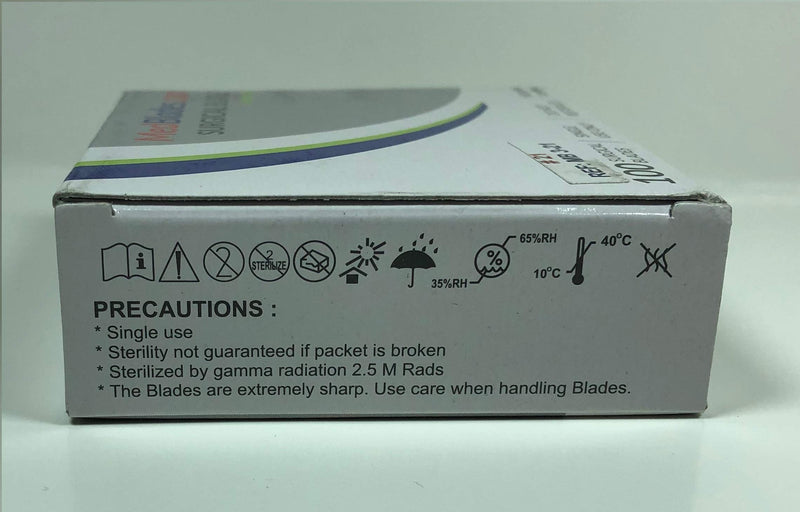 MedBlades Box of 100 Each Stainless Steel Blades, Sterile, Individually Foil Wrapped. Dental, Surgical, Hobby, Craft & More (# 12) # 12