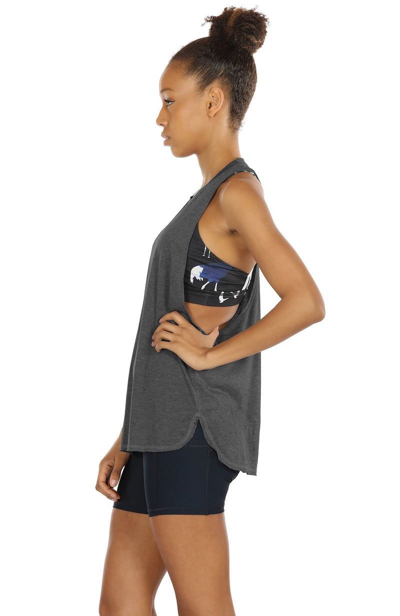 icyzone Workout Tank Tops for Women - Running Muscle Tank Sport Exercise Gym Yoga Tops Athletic Shirts(Pack of 3) Army/Charcoal/Pink X-Small