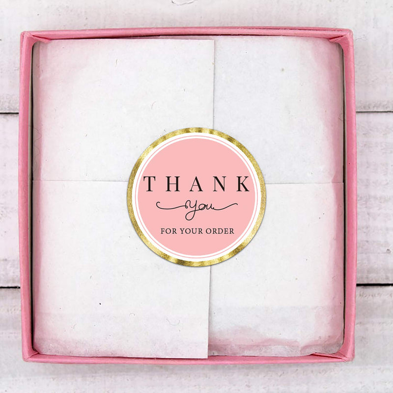 500 Thank You for Your Order Stickers, Chic Pink Thank You Stickers for Small Business, Thank You for Your Business Label Stickers, 1.4 Inches Thank You Stickers Roll.