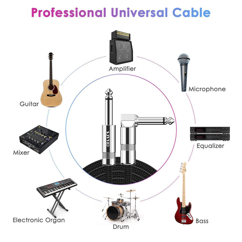 Guitar Cable 10ft, Sovvid Professional Instrument Cable Electric Guitar AMP Cord, 1/4inch TS Cable for Guitar Bass Mandolin Keyboard and Pro Audio (10FT, Black)