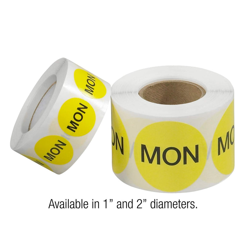 Ship Now Supply SNDL6501 Tape Logic Inventory Circle Labels, Days of The Week,"MON", 1", Fluorescent Yellow (1 Roll of 500 Labels)