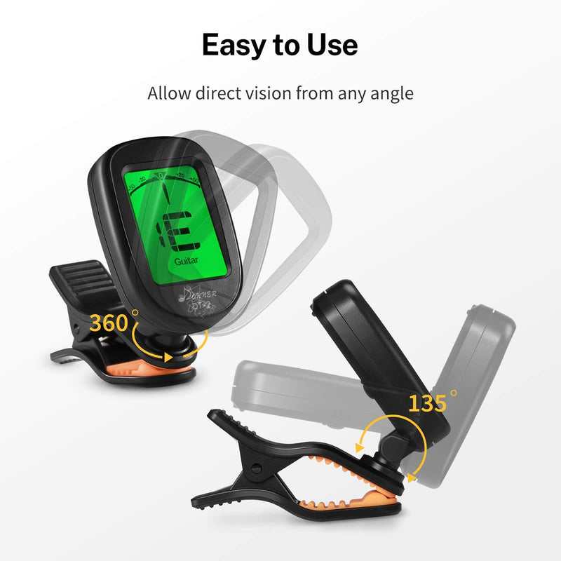 Donner Ukulele Guitar Tuner Clip on-Accurate Chromatic, Acoustic Guitar Bass Violin Tuner DT-2