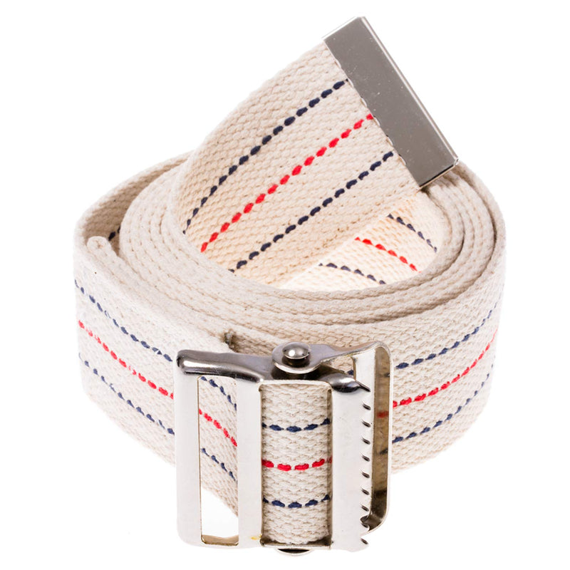 COW&COW Transfer and Gait Belt 60inch - Transfer Walking and Standing Assist Aid For Caregiver Nurse Therapist 2 inches- with Metal Buckle(Beige) Beige With Stripes 60 Inch (Pack of 1)