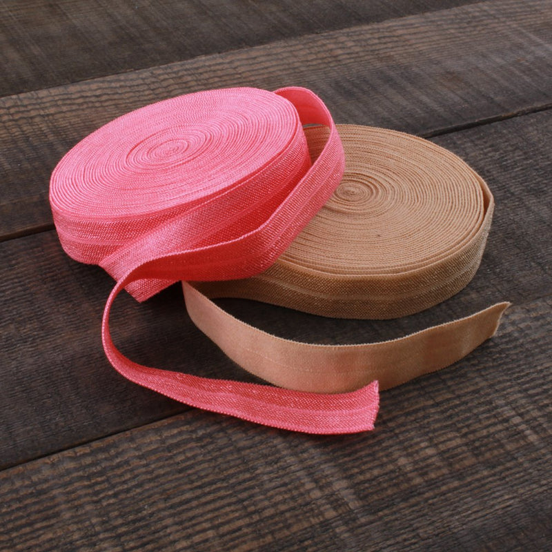 BASOKAN Solid Color Sewing Fold Over Elastic Stretch FOE and Foldover FOE Trim Elastic Ribbon by the yard for Hair Ties Headbands (5/8 inch, 1.5 cm, 20 Yards, Mix 20 Colors)