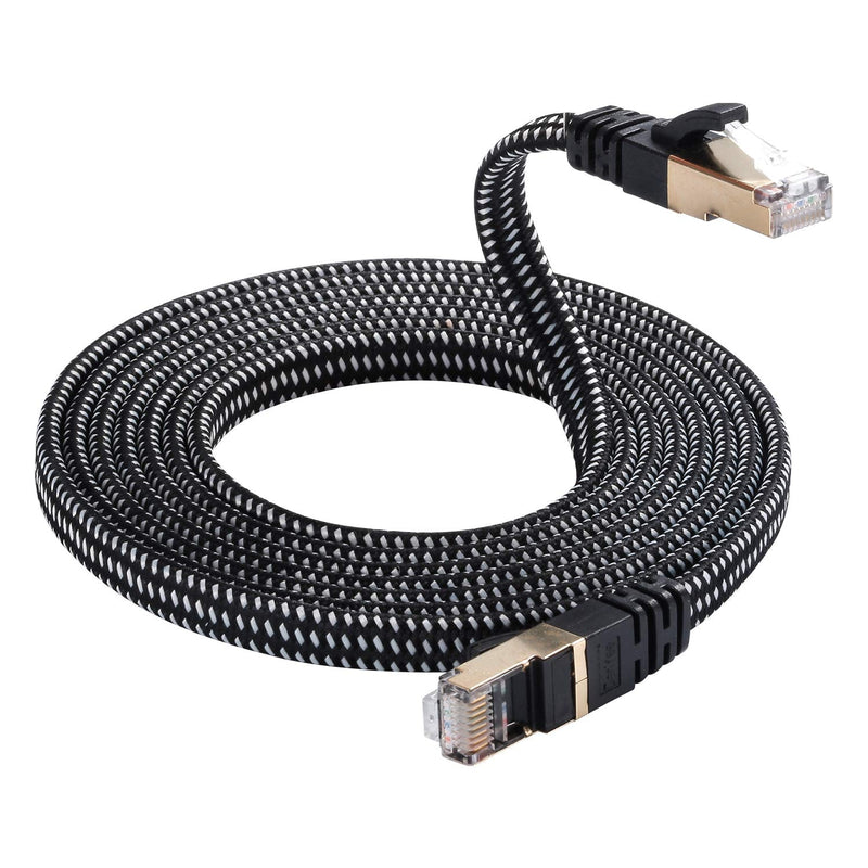 Cat 7 Ethernet Cable, DanYee Nylon Braided 10ft High Speed Network Cable LAN Cable Wires CAT 7 RJ45 Ethernet Cable Cord 3ft 10ft 16ft 26ft 33ft 50ft 66ft 100ft (Black 10ft) Black