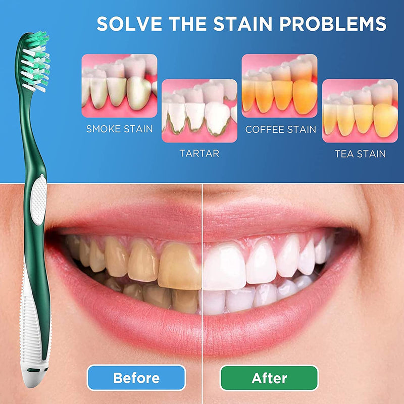 Fremouth Firm Toothbrushes for Adults, Cross Hard Bristles, 6 Count C6