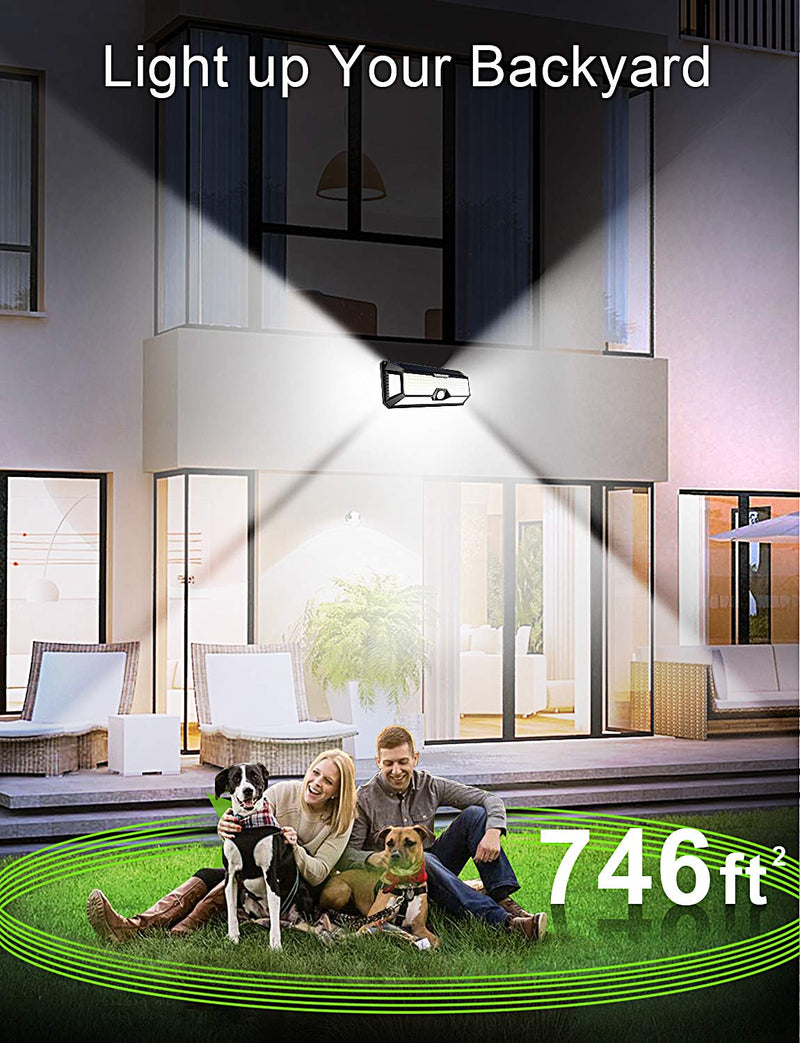 Solar Outdoor Lights - Motion Sensor 4000Lm 268 LEDs Solar Security Light IP65 Waterproof Led Lights Super Bright Solar Wireless Wall Lights with 3 Optional Modes and 4Wide Angle (1 Pack) 1 PACK
