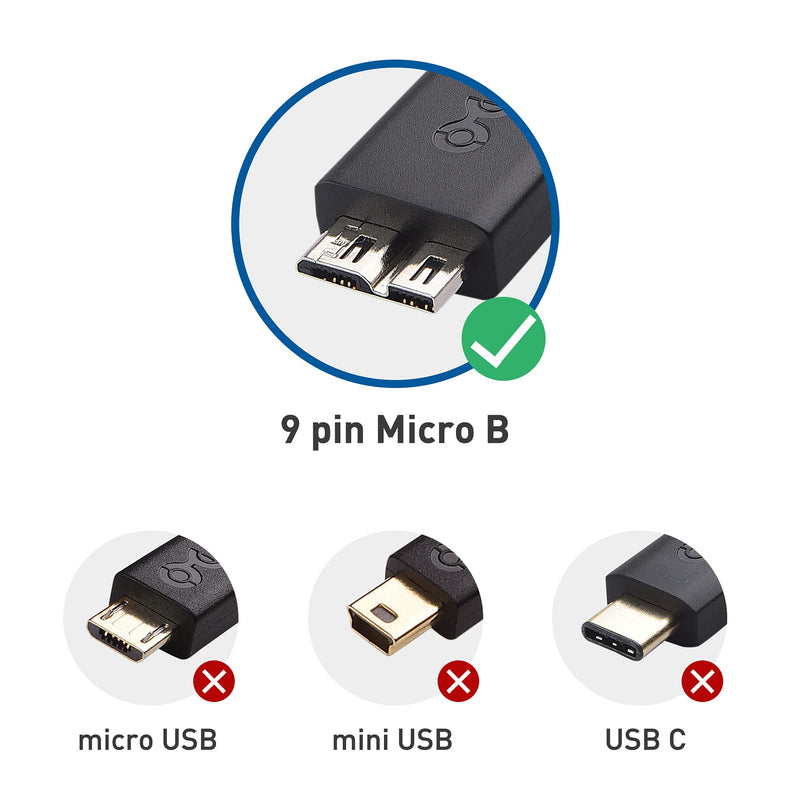 Cable Matters USB C to Micro USB 3.0 Cable 1 ft with 10 Gbps Data Transfer (USB C to Micro B 3.0, USB C Hard Drive Cable) in Black