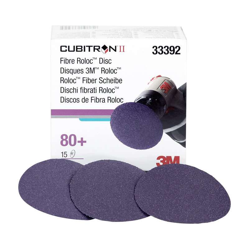 3M Cubitron II Roloc Fibre Disc 786C, 33392, 3 in (75 mm), 80+, 15 discs per carton