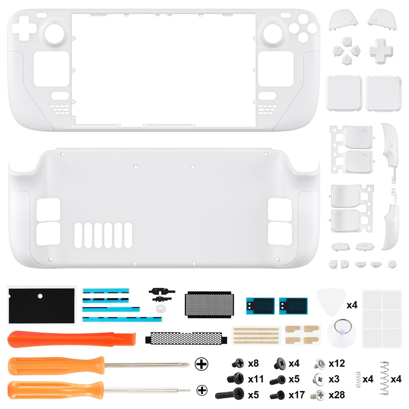 eXtremeRate White Custom Faceplate Back Plate Shell for Steam Deck, Handheld Console Replacement Housing Case, DIY Full Set Shell with Buttons for Steam Deck Console - Console NOT Included