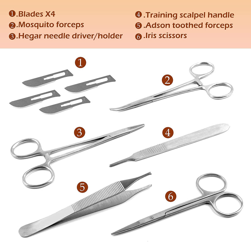 Medarchitect Suture Practice Kit (20 Pieces) for Medical Student Suture Training Include Thickened Suture Pad with Different Depth and Complete Suture Tools with PU Case