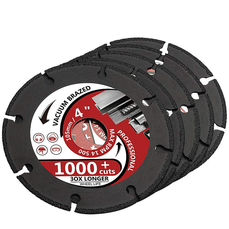 5Pcs/Lot 4" Diamond Metal Cutting Disc Diamond Cut off Wheel for Metal Rebar, Sheet Metal, Ductile Pipe, Angle Iron, Stainless Steel and Similar Materials (4-5pcs) 4-5pcs