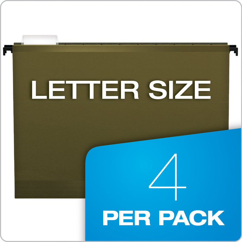 Pendaflex SureHook Reinforced Extra Capacity Hanging Pockets, Letter Size, Standard Green, 4/PK (09217)