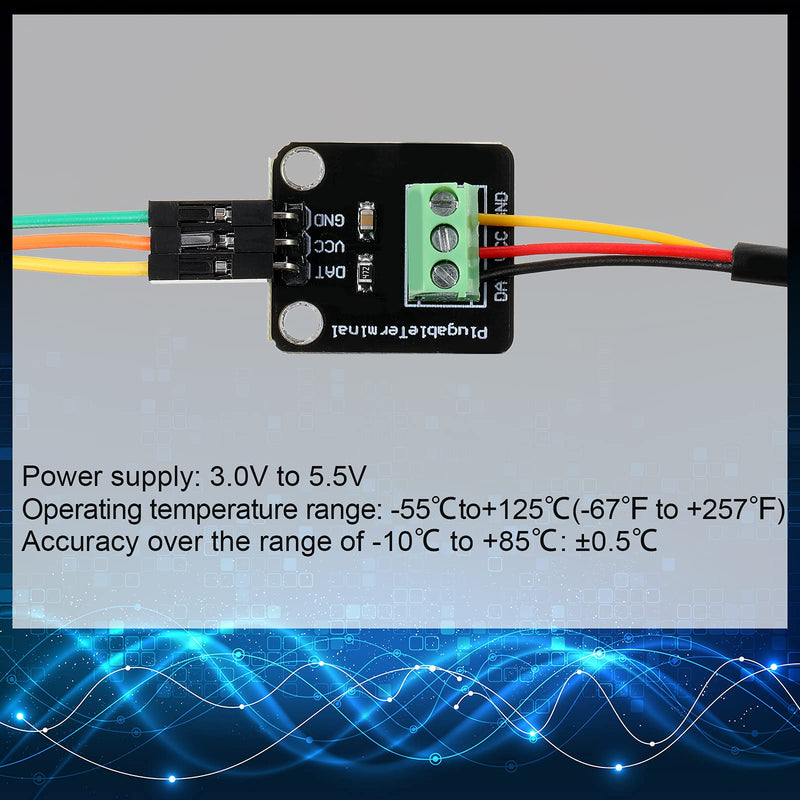 4 Sets DS18B20 Temperature Sensor Module Kit with 1 m/ 3.2 Ft Waterproof Digital Stainless Steel Probe -55 to +125 Degrees Celsius, Compatible with Raspberry Pi