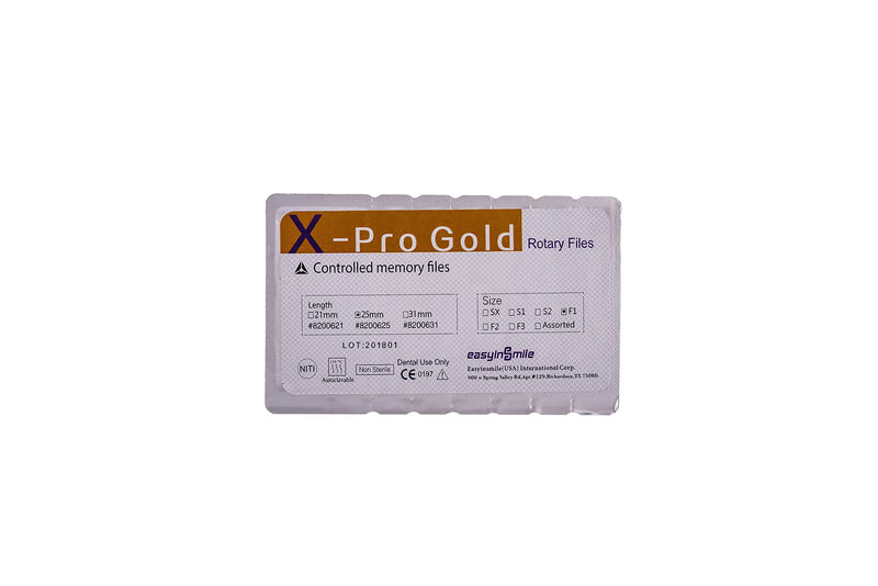 Easyinsmile X-Pro Gold Protaper NITI Rotary Files, 6PCS Endo Controlled Memory Files (F1 25MM) F1 25MM