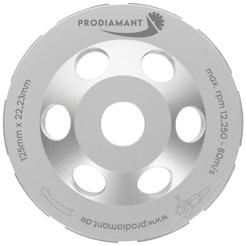 PRODIAMANT Premium diamond cup wheel 125mm concrete universal 125 mm x 22.2 mm grinding wheel double row