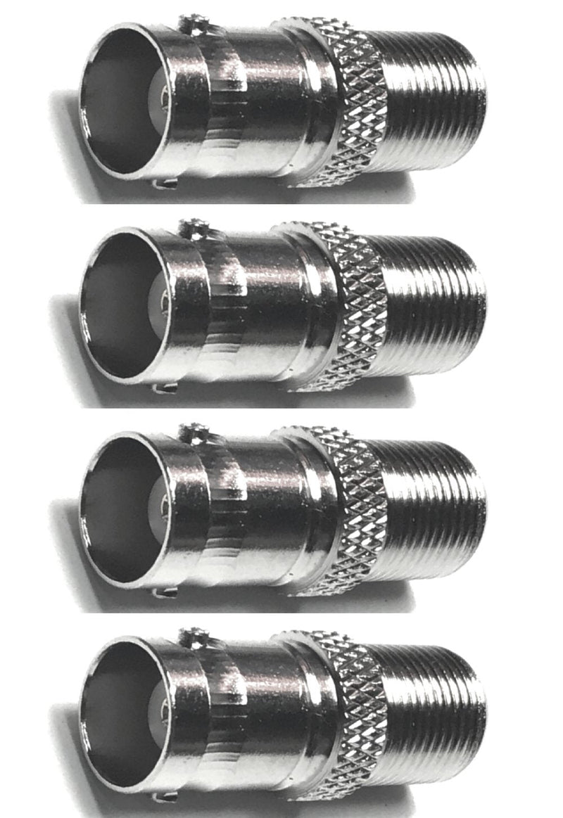 CESS BNC Female to F typeFemale CCTV Security Camera RF/Coaxial Adapter Connector (jcx) (4 Pack)