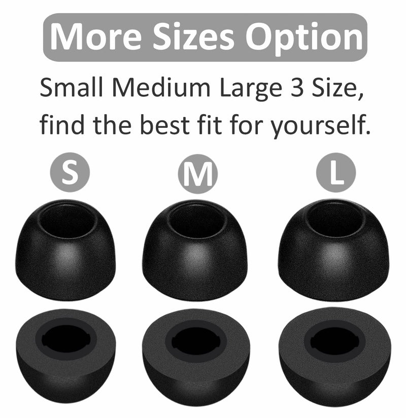 3 Pairs Memory Foam Compatible with Beats Fit Pro Ear Tips Buds, S/M/L 3 Size Replacement Cancel Noise Anti-Slip Fin in Case Comfortable No Silicone Pain Earbuds for Beat Fit Pro - Black memory foam black