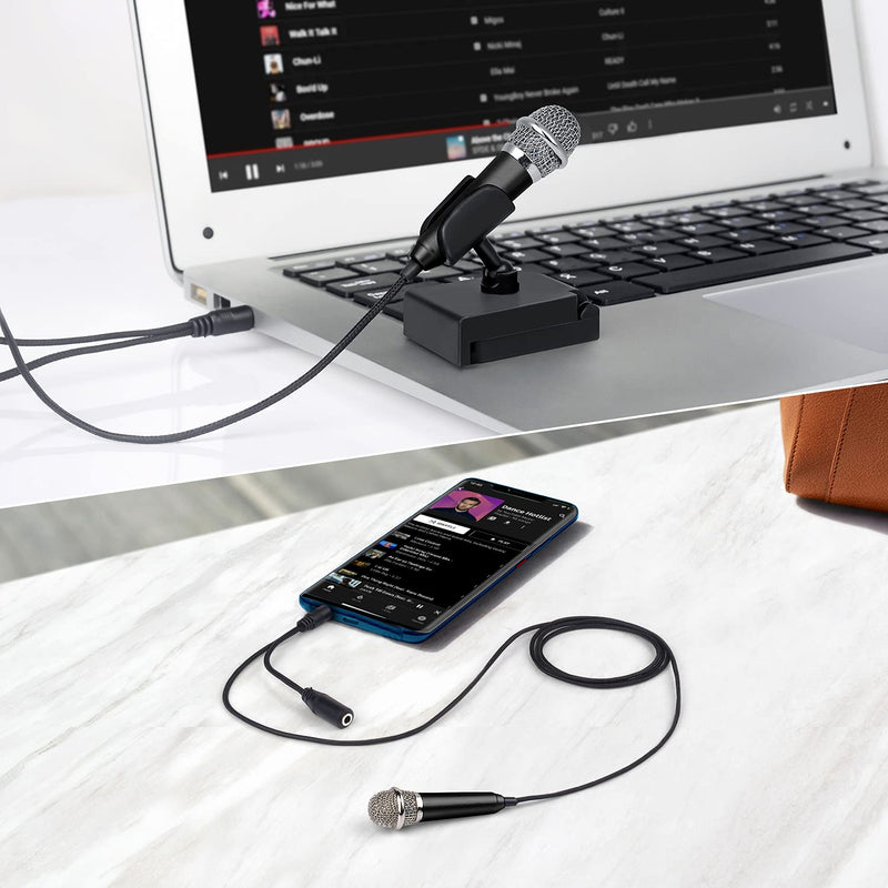 Uniwit Mini Portable Vocal/Instrument Microphone for Mobile Phone Laptop Notebook Apple iPhone Sumsung Android with Holder Clip (Black) Black