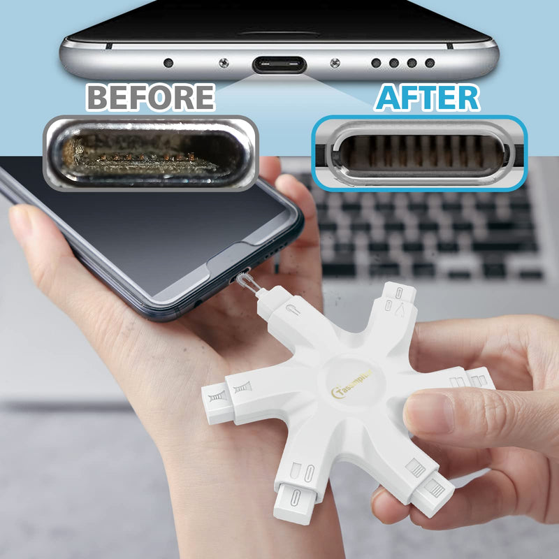iPhone Cleaning Kit Port Cleaner - Repair & Restore Tool for iPad Pro Watch Cell Phone Charging Port, Lightning Charger Cables Speaker Airpod Cleaning Putty Dust for All Devices - Snowflake Multitool Snow White