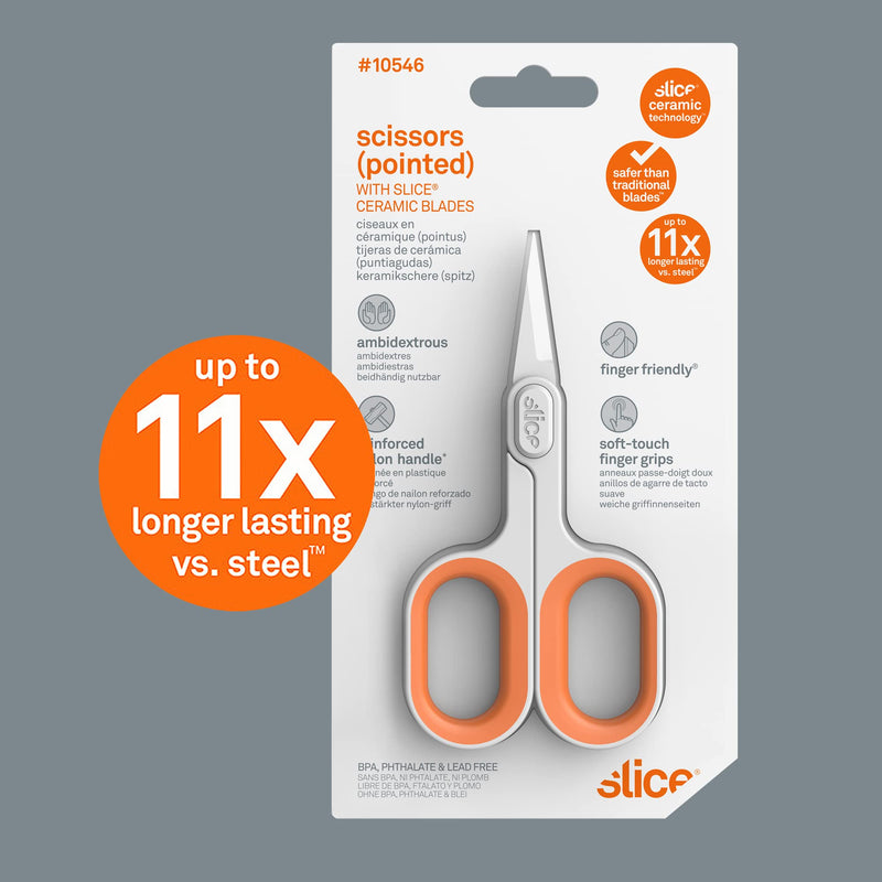 Slice 10546 Ceramic Scissor Wide Finger Loops for Larger Hands, 1 Pack Pointed Tip