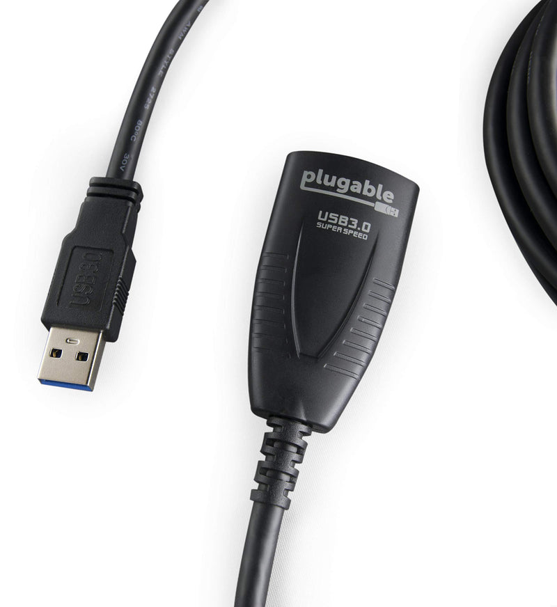 Plugable 5 Meter (16 Foot) USB 3.0 Active Extension Cable with AC Power Adapter and Back-Voltage Protection