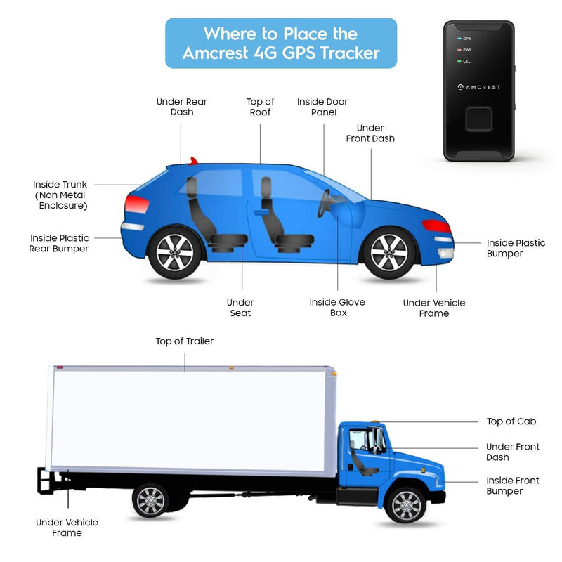 Amcrest GPS GL300 GPS Tracker for Vehicles (4G LTE) - Portable Mini Hidden Real-Time GPS Tracking Device for Vehicles, Cars, Kids, Pets, Assets, Text/Email/Push Alerts, Twin Magnet Weatherproof Case