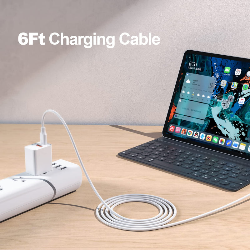 [for Apple MFi Certified] 20W Fast Charger for iPad 9th Generation 10.2 inch 2021 Gen A2603 A2604 with 6.6 Ft USB-C to Lightning Charging Cable Power Supply Adapter Cord