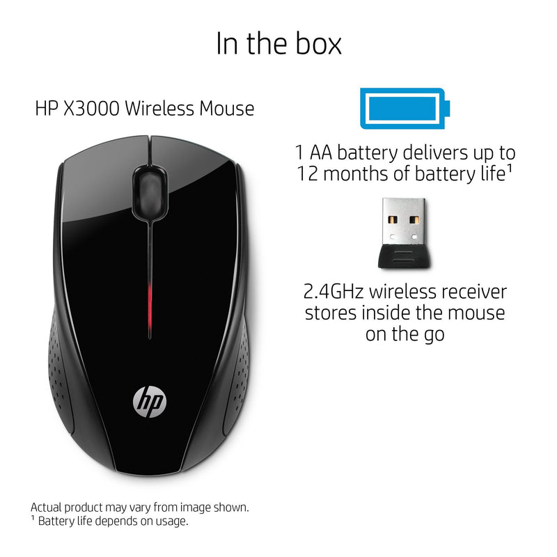 HP X3000 Wireless Mouse, Black (H2C22AA#ABL)