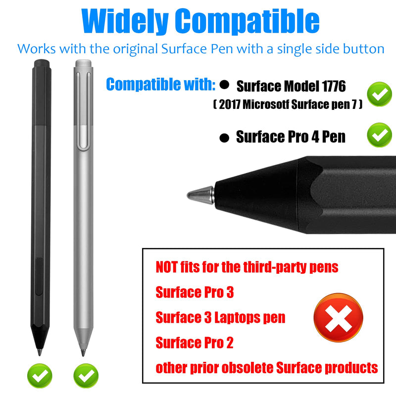 No Wear Out Titanium Alloy Pen Tips fits for Surface Pen , Realititcs Pen Like Refill Replacement Nibs fits for Microsoft Surface Pro 7 6 5 4 Series(Model 1776) Surface Laptop Stylus Pen,2 Pack
