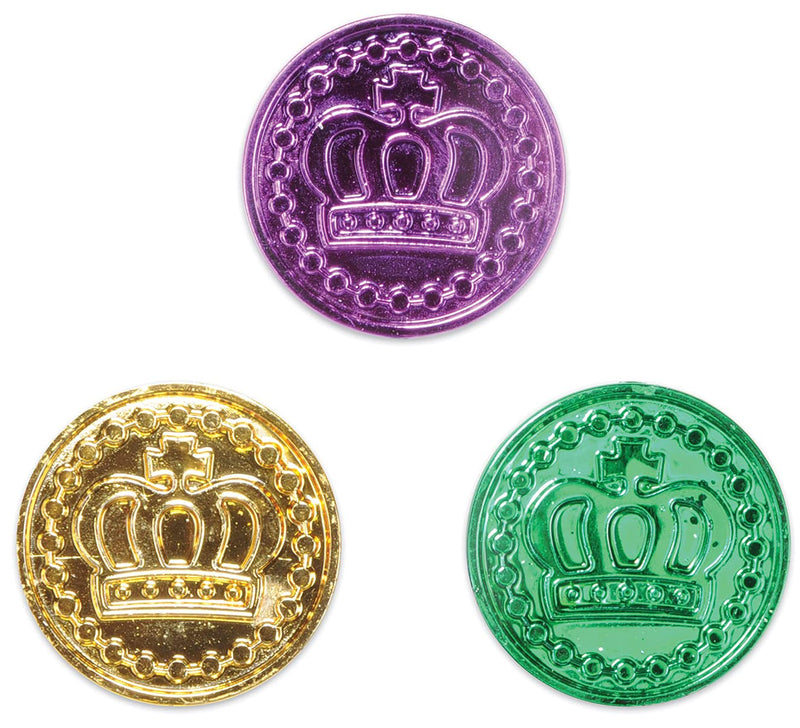 Mardi Gras Plastic Coins (asstd gold, green, purple) (100/Pkg) 1