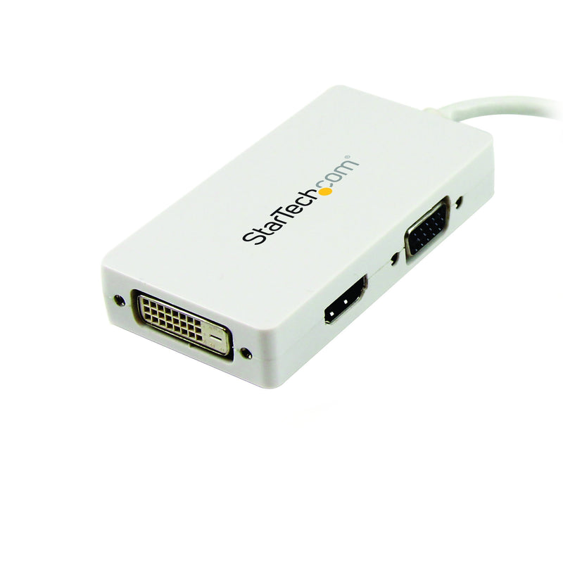 StarTech.com Travel A/V Adapter: 3-in-1 Mini DisplayPort to VGA DVI or HDMI Converter - White (MDP2VGDVHDW) VGA - DVI - HDMI (Black) Mini DisplayPort (Input)
