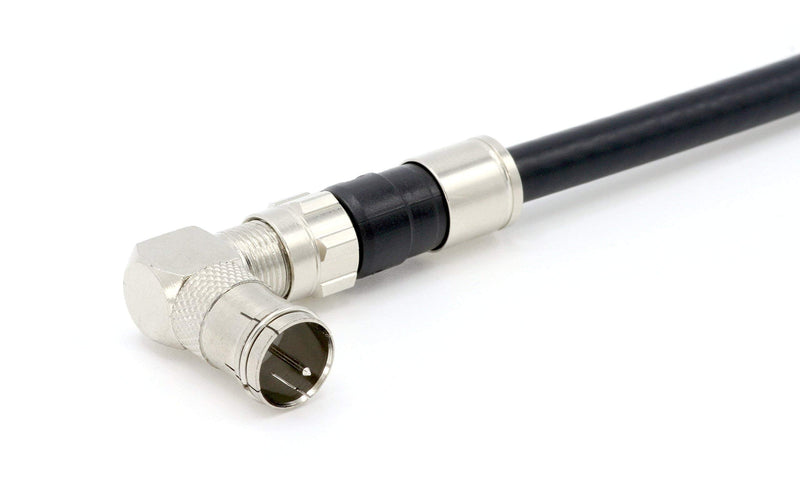 Push On and Right Angle Coax Connector - Push On F Connector Male to Screw On Female Adapter - Pack of 4 4 Pack Silver