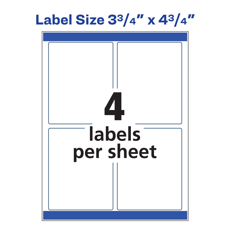 Avery Shipping Labels with Sure Feed, Print-to-the-Edge, 3-3/4" x 4-3/4", 100 White Labels (6878) 3-3/4" x 4-3/4"