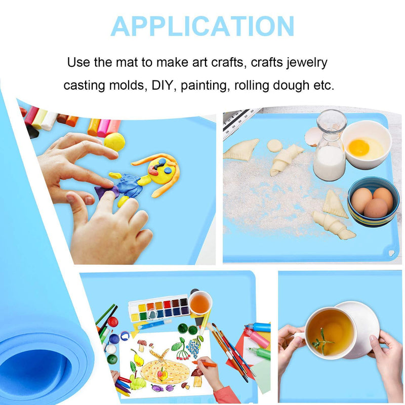 Silicone Placemats for Kids, Baby Toddlers Non-Slip Tablemats Stain Resistant Anti-Skid Reusable Dishwasher Safe Table Mats, Portable Food Mat Travel (2Pack,Baby Blue) 2pack-baby Blue