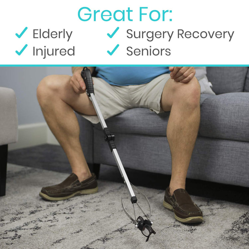 Vive Foldable Suction Reacher Grabber - Pickup Reaching Tool - Long, Heavy Duty, 32 Inch Extended Reacher - Elderly, Seniors, Injured, Kids - for Trash, Garbage, Cups, Glasses, High Shelf (1) 1