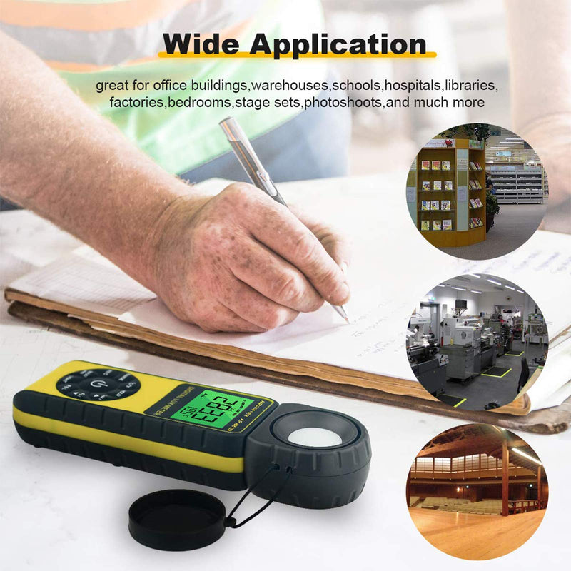 Light Meters 881D Digital Illuminance Meter Ambient Temperature Measurer with Range up to 400,000 Lux Luxmeter, Rotatable Head for 270 Degrees, Display 3999, Data Hold, Back Light, Data storag AP881D(0.01~400,000 Lux)