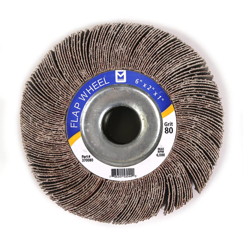 Mercer Industries 370080 Center Hole Flap Wheel, 6" x 2" x 1", Grit 80, Each 80-Grit 6" x 2" x 1"