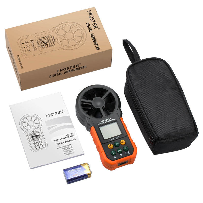 Proster Handheld Anemometer Portable Wind Speed Meter CFM Meter Wind Gauge with LCD Backlight for Weather Data Collection Outdoors Sailing Surfing Fishing