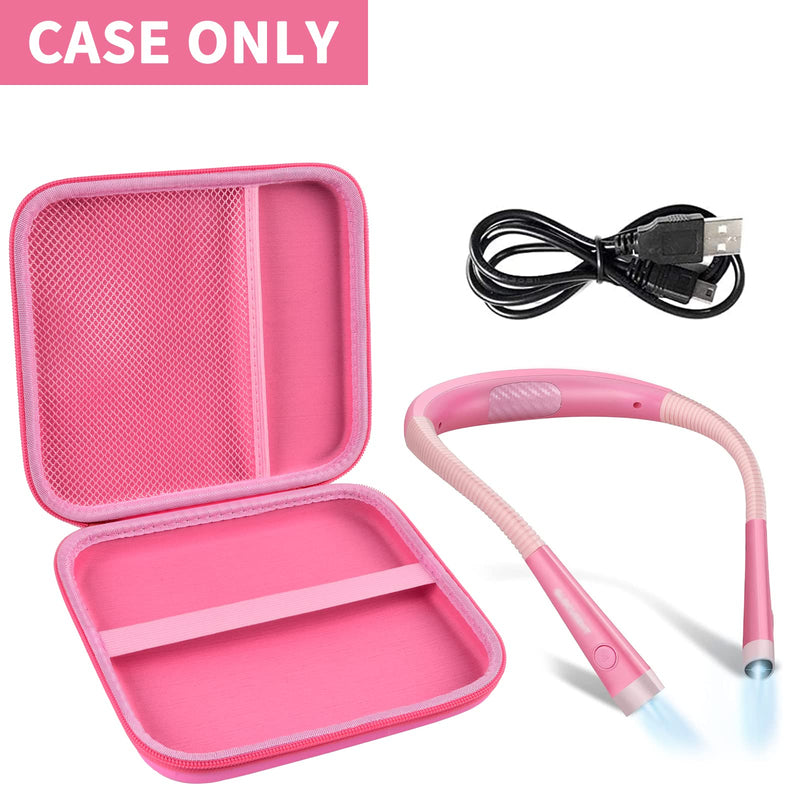 Case Compatible with Glocusent/ for Vekkia/ for LITOM/ for LEDGLE/ for TAKKUI/ for TSINGREE LED Neck Reading Light Book Light for Reading in Bed. Storage Carrying Holder for USB Cable (Box Only) -Pink Pink