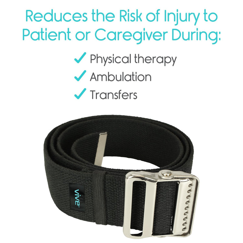 Vive Gait Belt (60 Inch) - Transfer Assist Device for Seniors, Elderly, Bariatric, Occupational and Physical Therapy - Medical Nursing Safety